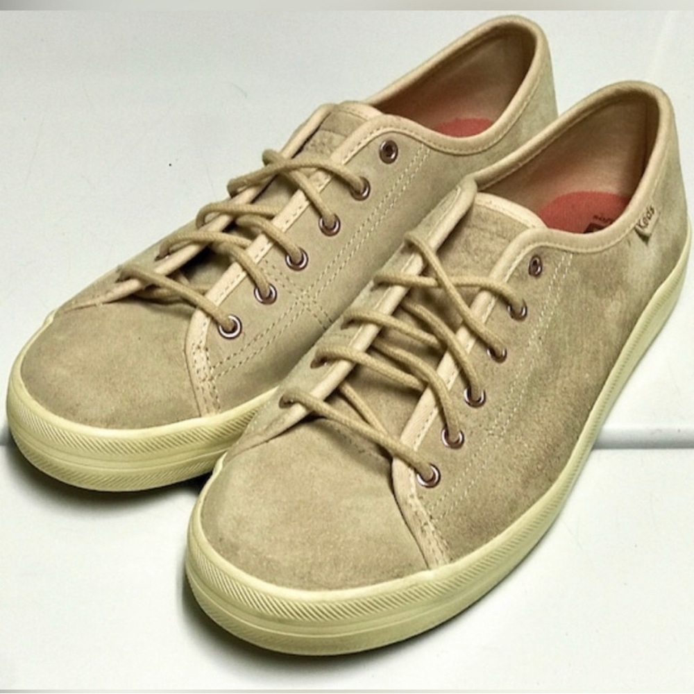 Keds Kickstart Womens 8.5 shoes beige taupe Suede Lace Up Athleisure Sneakers
